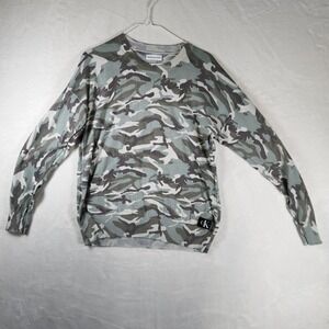 Calvin Klein Jeans Sweater Camouflage‎ Print Long Sleeve Crew Neck Top